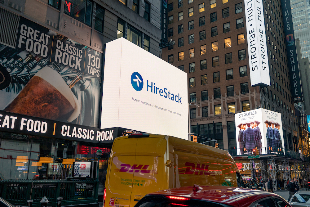 HireStack featured in Times Square ad